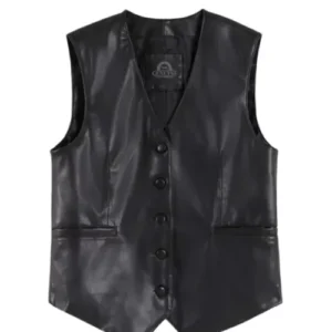 Men’s Black Faux Leather Vest