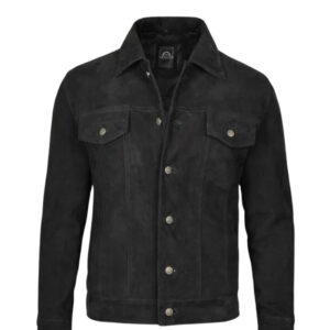 Men’s Black Classic Suede Trucker Jacket
