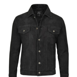 Men’s Black Classic Suede Trucker Jacket