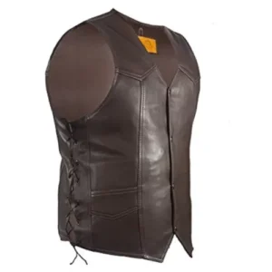 Men’s Dark Brown Leather Motorcycle Vest