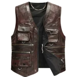 Men’s Luke Vintage Brown Leather Vest