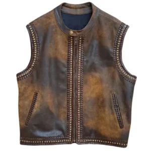 Mens Distressed Brown Leather Vest