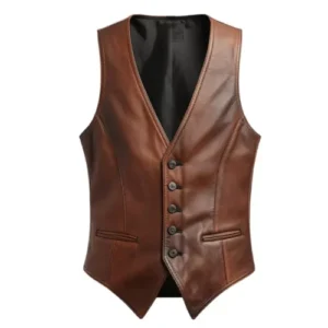 Vintage Mens Brown Leather Vest