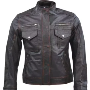 Cafe Racer Distressed Brown Leather Jacket