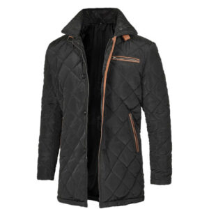 Men’s Black Quilted Polyester Coat