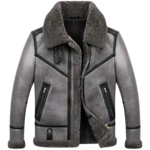 B3 Bomber Aviator Pilot Real Sheepskin Shearling Leather Jacket