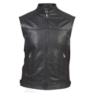Black Leather Biker Vest