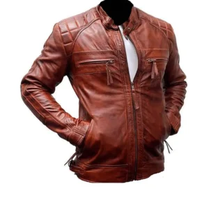 Classic Diamond Biker Leather Jacket