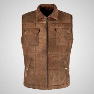 Men’s Brown Buff Padded Leather Vest
