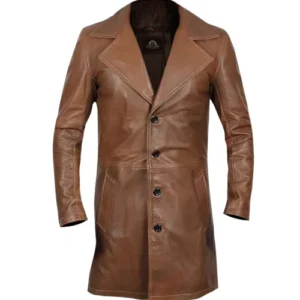 Men Brown Leather Car Coat