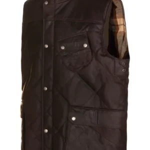 Mens Quilted Brown Leather Vest
