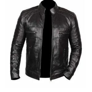 Men Black Johnson Racer Leather Jacket