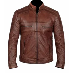 Men Brown Distressed Biker Jacket