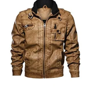 Men Brown Cafe Racer Leather Jacket