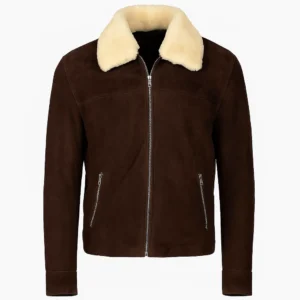 Men Coffner Brown Shearling Fur Suede Jacket