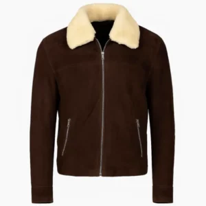 Men Coffner Brown Shearling Fur Suede Jacket