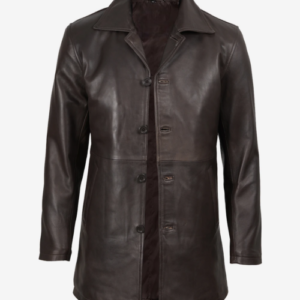 Mens Distressed Brown Vintage Car Leather Coat