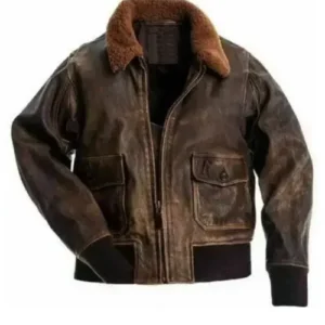 Men Distressed Flight Bomber Jacket