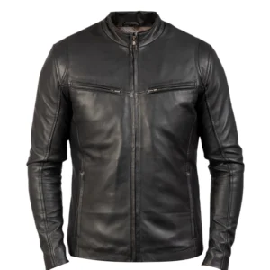 Men Ionic Quilted Leather Biker Jacket