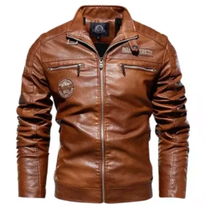 Men Motorcycle Windbreaker Slimfit Leather Jacket