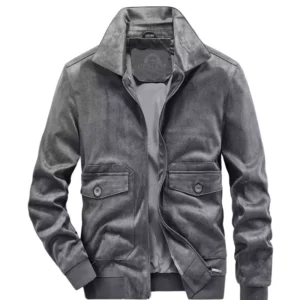 Men Retro Faux Suede Leather Short Coat Jacket