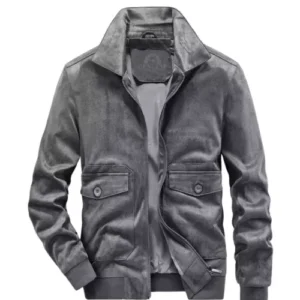 Men Retro Faux Suede Leather Short Coat Jacket