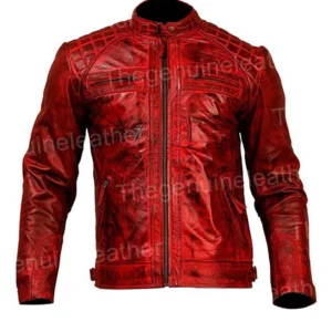 Men Shoulder Design Leather Jacket