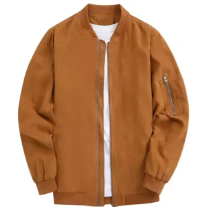 Men Suede Bomber Varsity Flight Casual Jacket