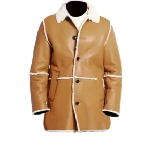 Men Tan Brown Shearling Coat