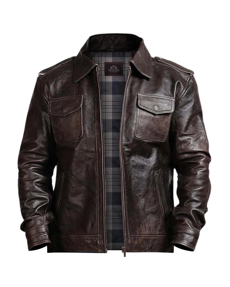 Men Vintage Dark Brown Jacket