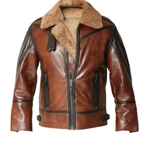 Mens B3 Aviator Brown Shearling Leather Jacket
