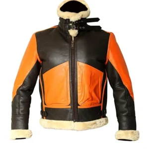 Mens B3 Shearling Sheepskin Orange Jacket