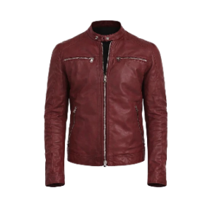 Mens Ben Red Biker Leather Jacket
