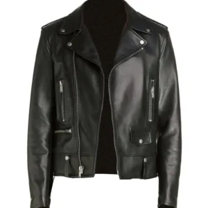 Mens Asymmetrical Biker Leather Jacket