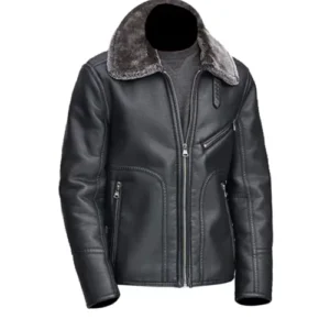 Men’s Black Leather Fur Jacket