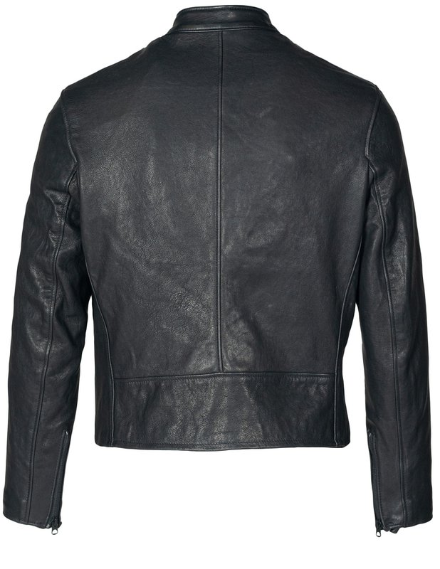 Men’s Black Tanned Lambskin Cafe Racer Jacket - Image 3