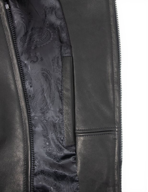 Men’s Black Tanned Lambskin Cafe Racer Jacket - Image 4