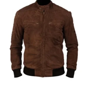 Mens Bomber Brown Suede Leather Jacket