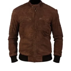 Mens Bomber Brown Suede Leather Jacket