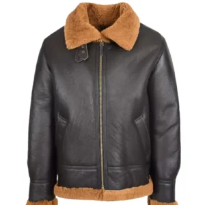Men Brown B3 Edwardo Ginger Bomber Jacket with Hood