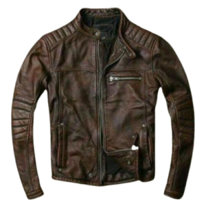 Mens Brown Cafe Racer Leather Jacket