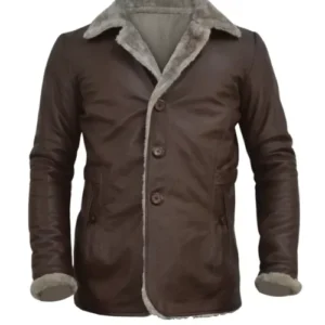 Men’s Brown Fur Slim Fit Leather Blazer Jacket