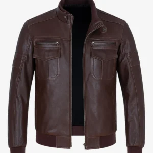Mens Brown Leather Biker Jacket