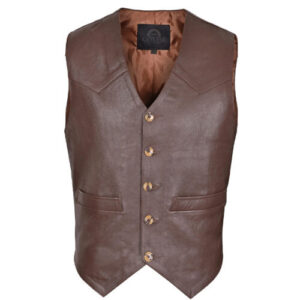 Men Brown Premium Leather Vest