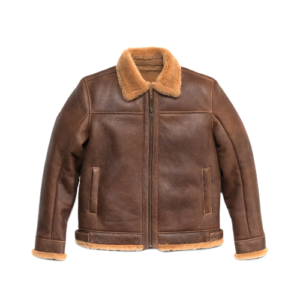 Men’s Brown Shearling Leather Bomber Jacket