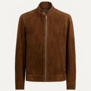 Men’s Brown Suede Leather Biker Jacket