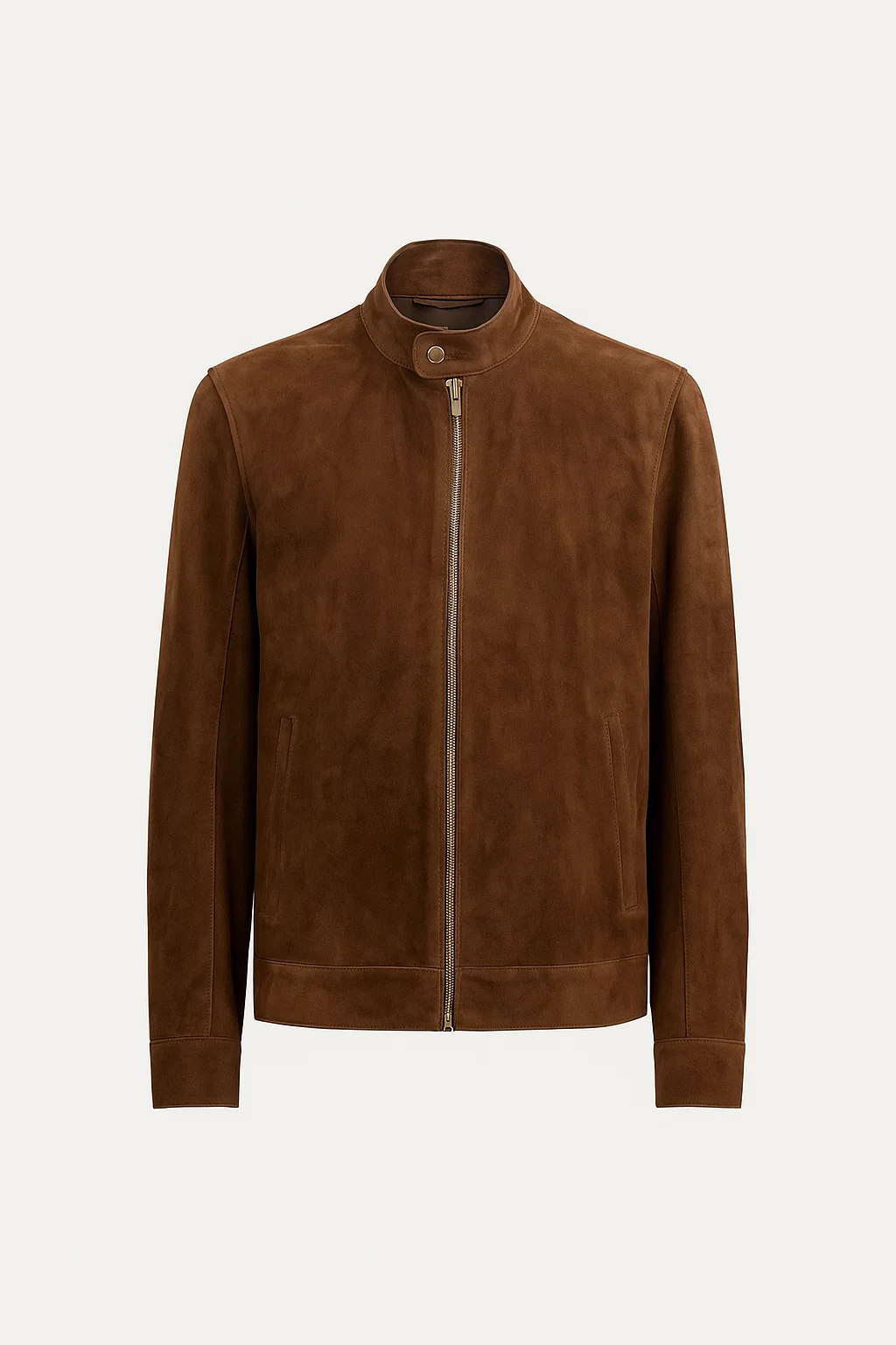 Men’s Brown Suede Leather Biker Jacket