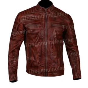 Mens Cafe Racer Brown Leather Jacket