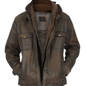 Mens Dark Brown Distressed Jacket