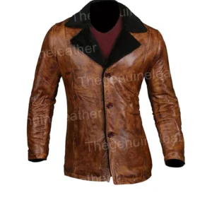 Mens Distressed Brown Shearling Coat